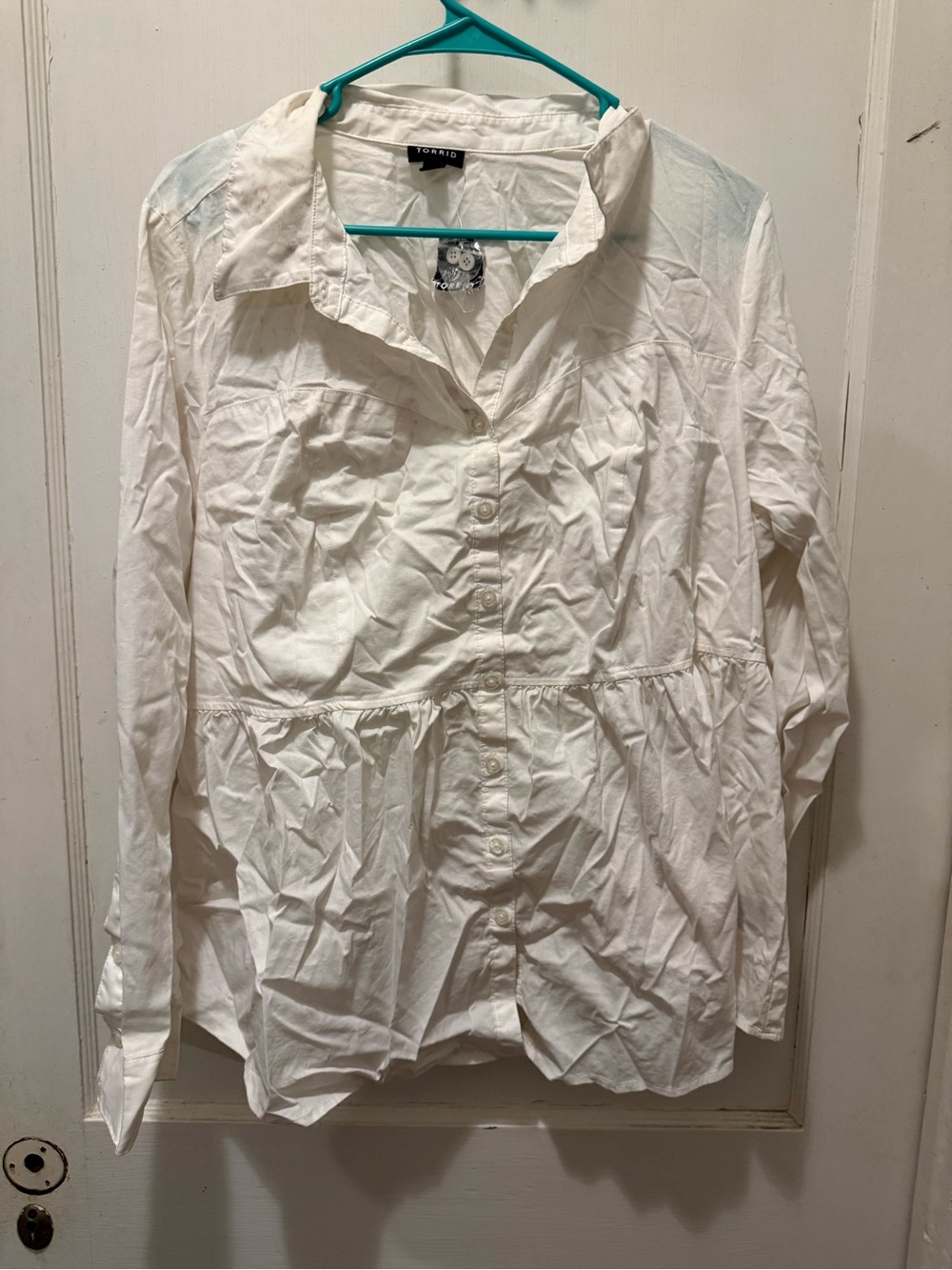 torrid White Button-Front Peplum Blouse